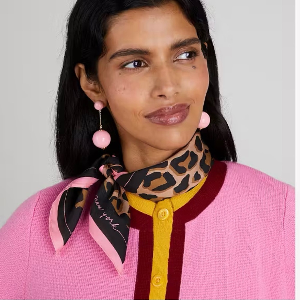 NWT Kate Spade Leopard Cotton-silk scarf
